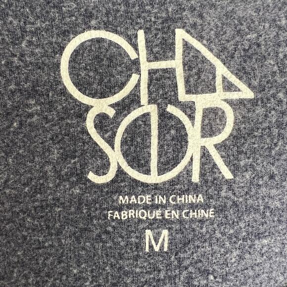 CHASER Blue Heart Print Scoop Neck Long Sleeve Pullover Women's Sweater Size M - Picture 6 of 8